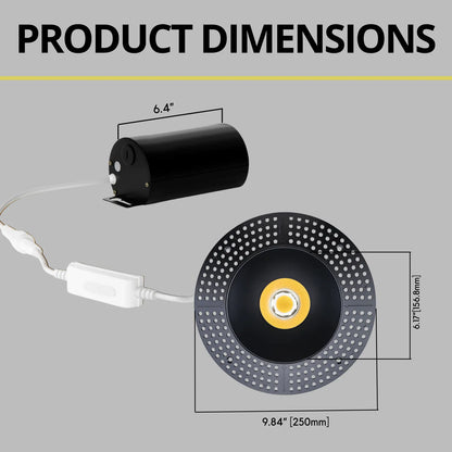 P-7322 6 Inch Trimless Round Black, 40-82W, 3800-7200 Lumens, 5CCT Recessed Light