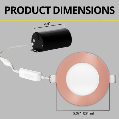 P-7307 4 Inch Round Rose Blush Finish, 12W, 1000 Lumens, 5CCT Slim Light