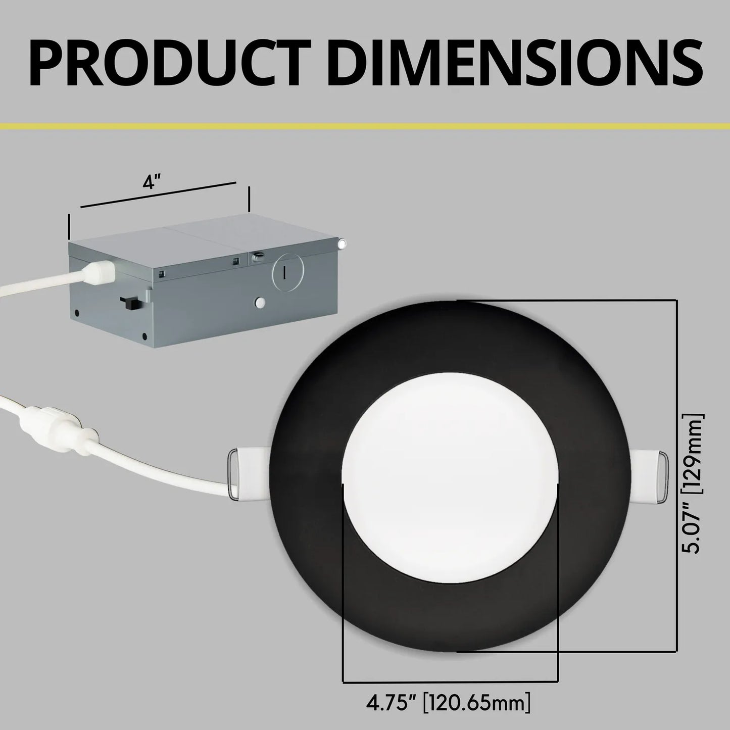 P-5149 4 Inch Round Black 12W 1000 Lumens 5CCT Slim Ultra-Thin light
