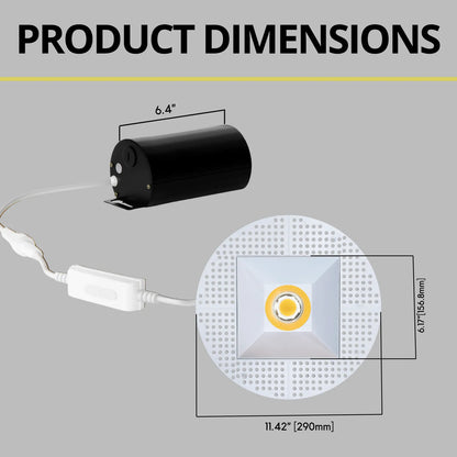 P-7323 6 Inch Trimless Square White, 40-82W, 3800-7200 Lumens, 5CCT Recessed Light