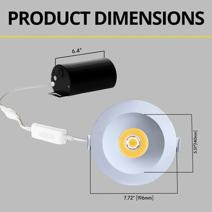 P-7325 6 Inch Round White 40-82W, 3800-7200 Lumens, 5CCT Recessed Light