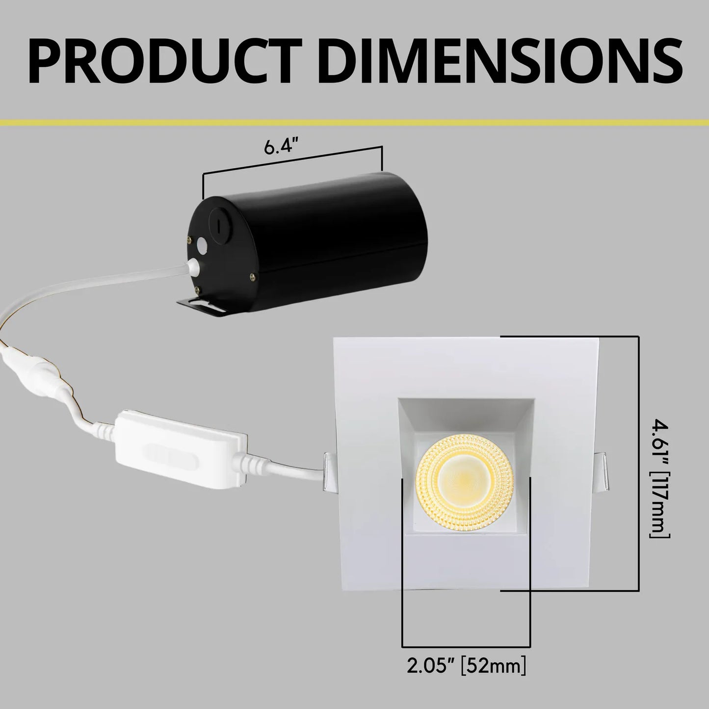 P-7173 3.5 Inch Square Wall-Wash White HO 18-30W, 1700-2700 Lumens 5CCT Recessed Light