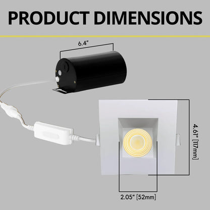 P-7173 3.5 Inch Square Wall-Wash White HO 18-30W, 1700-2700 Lumens 5CCT Recessed Light
