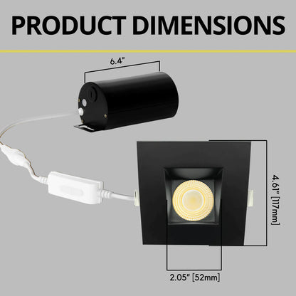 P-7174 3.5 Inch Square Wall-Wash Black HO 18-30W, 1700-2700 Lumens 5CCT Recessed Light