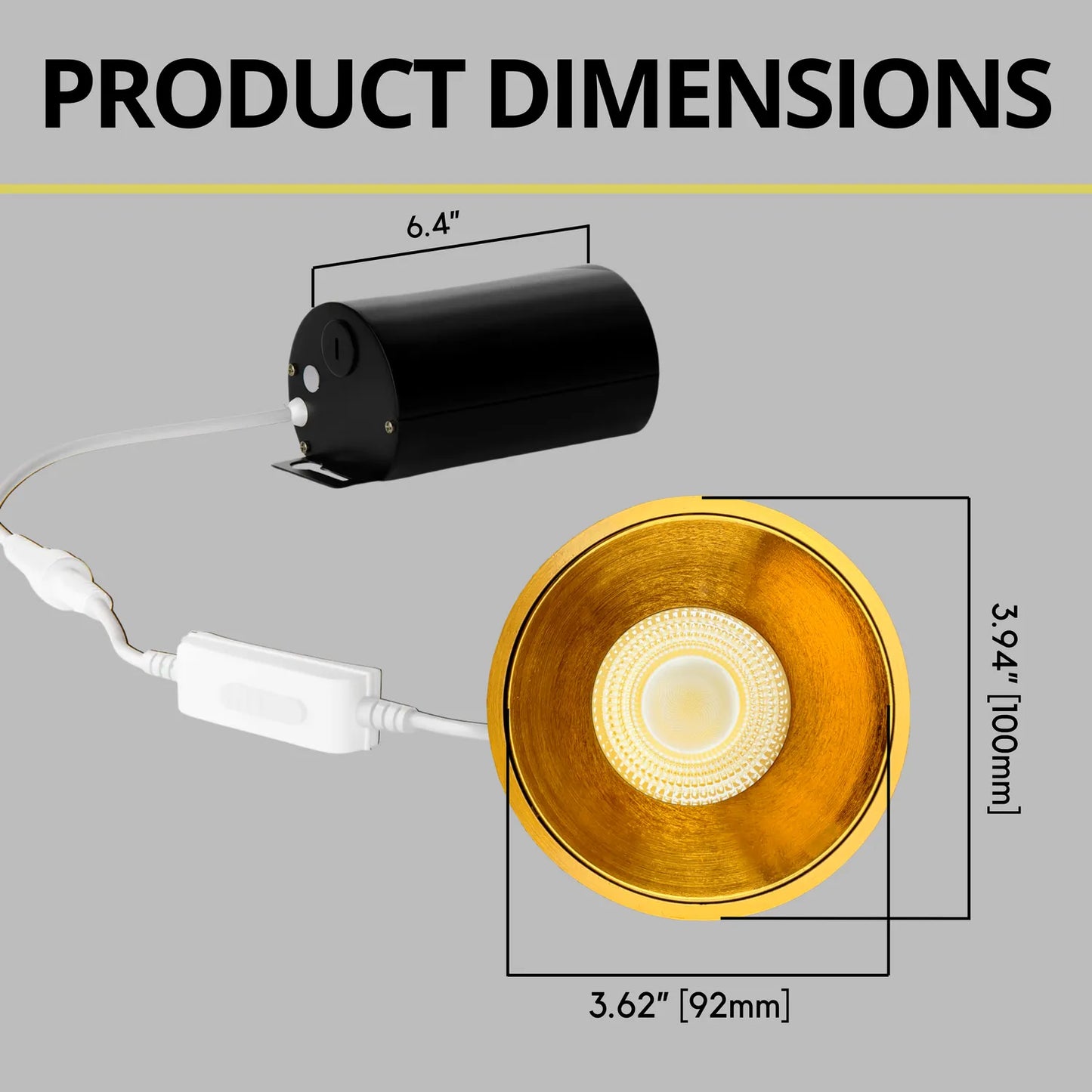 P-7156 3.5 Inch Millwork Trimless Round Brushed Brass HO 18-30W, 1700-2700 Lumens 5CCT Recessed Light