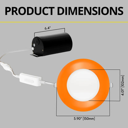 P-7309 5 Inch Round Orange Finish, 15W, 1350 Lumens, 5CCT Slim Light