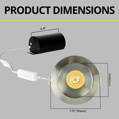 P-7328 6 Inch Round Brushed Nickel 40-82W, 3800-7200 Lumens, 5CCT Recessed Light