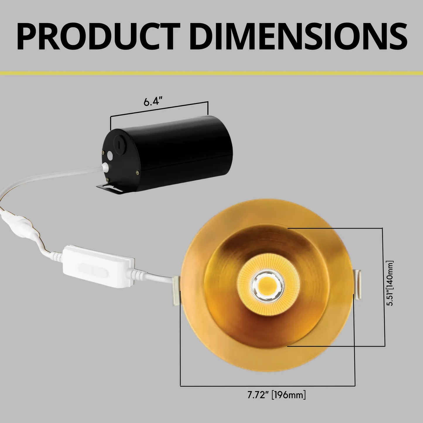 P-7329 6 Inch Round Brushed Brass 40-82W, 3800-7200 Lumens, 5CCT Recessed Light