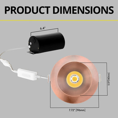 P-7330 6 Inch Round Brushed Copper 40-82W, 3800-7200 Lumens, 5CCT Recessed Light