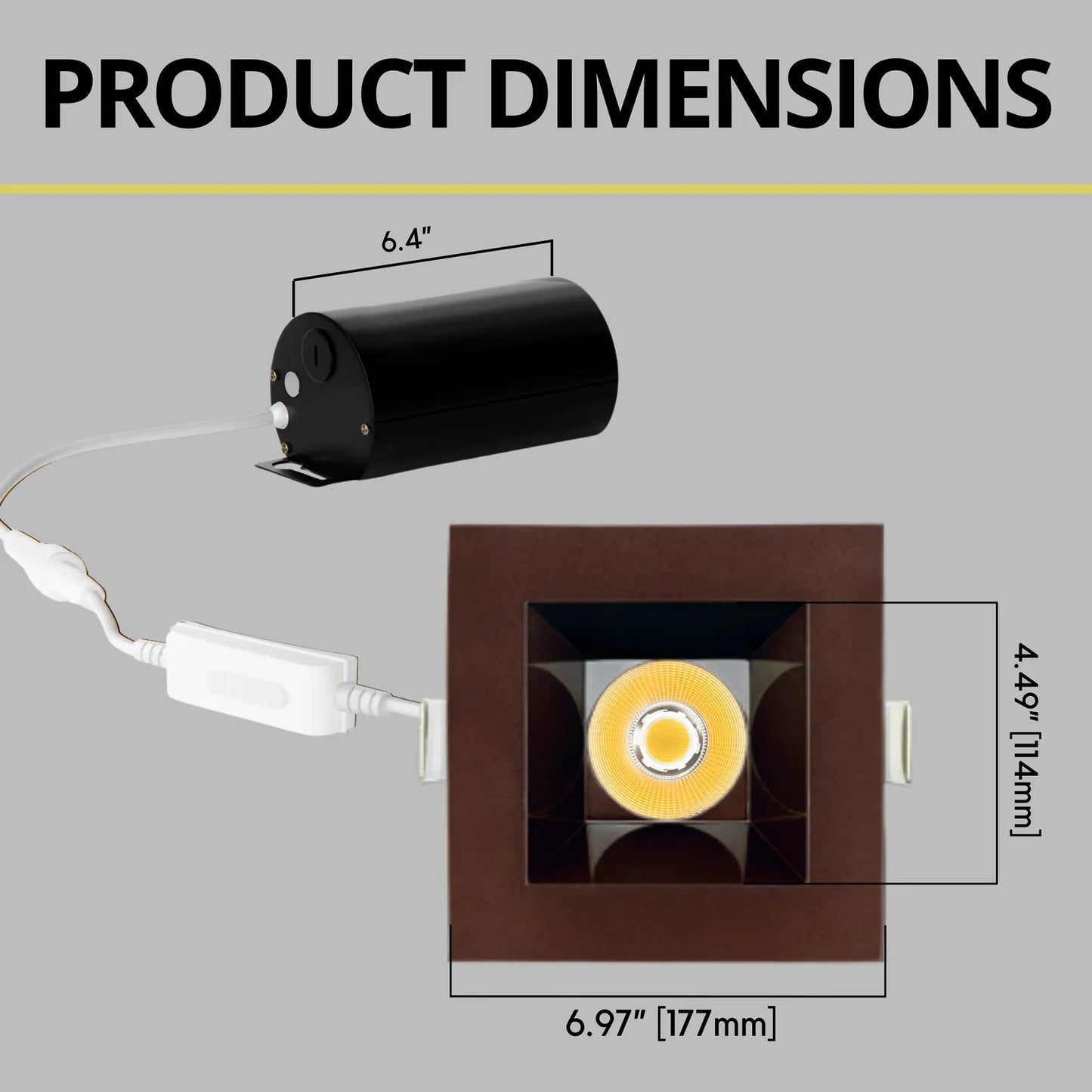 P-7335 6 Inch Square Bronze 40-82W, 3800-7200 Lumens, 5CCT Recessed Light