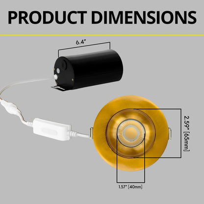 P-7185 3 Inch Round Brushed Brass HO 15W, 1400 Lumens 5CCT Gimbal Light