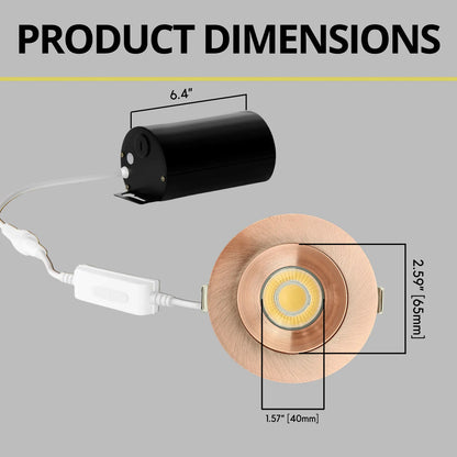 P-7186 3 Inch Round Brushed Copper HO 15W, 1400 Lumens 5CCT Gimbal Light
