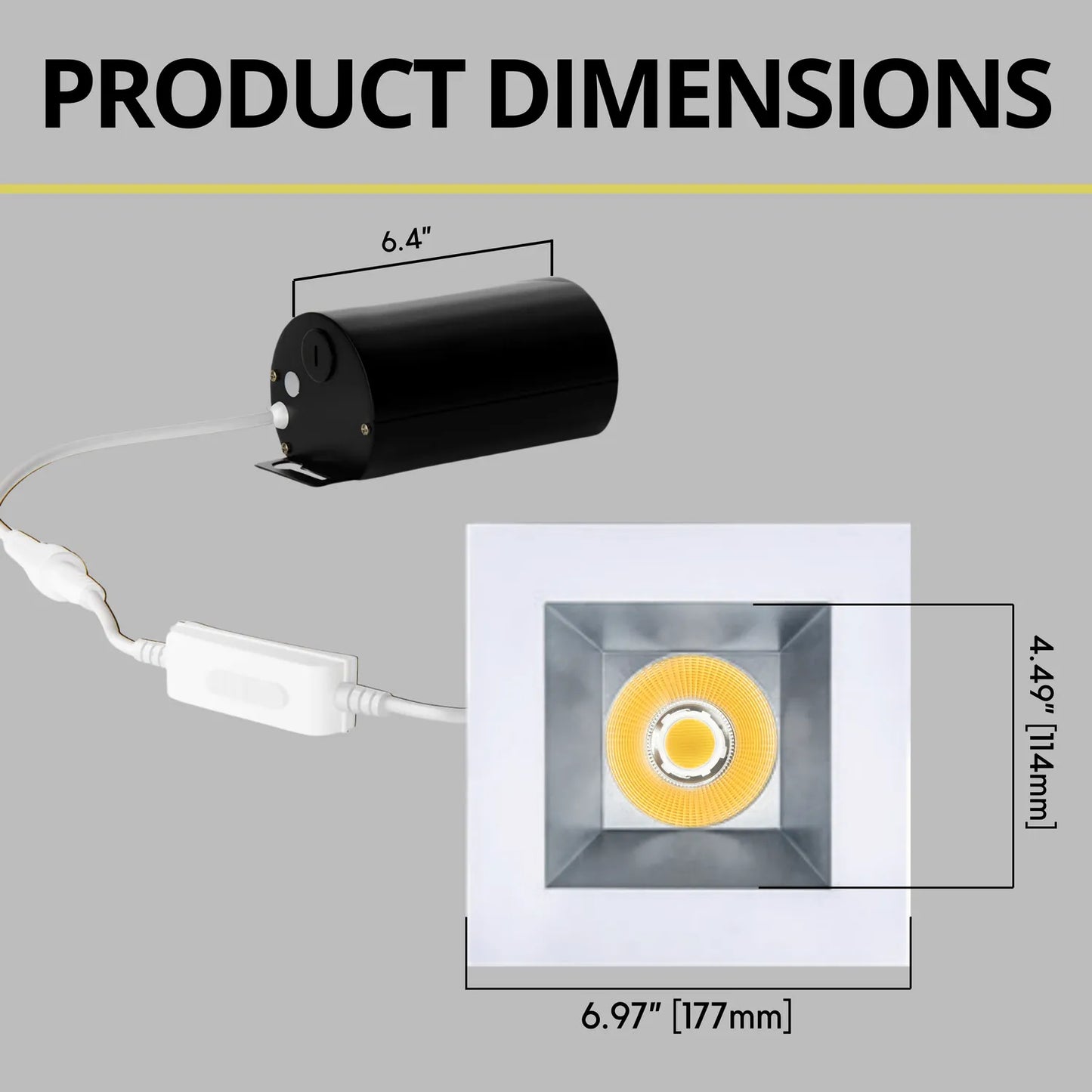 P-7339 6 Inch Square Haze Finish 40-82W, 3800-7200 Lumens, 5CCT Recessed Light