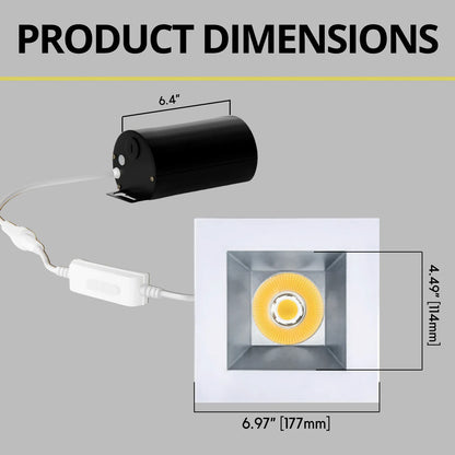 P-7339 6 Inch Square Haze Finish 40-82W, 3800-7200 Lumens, 5CCT Recessed Light