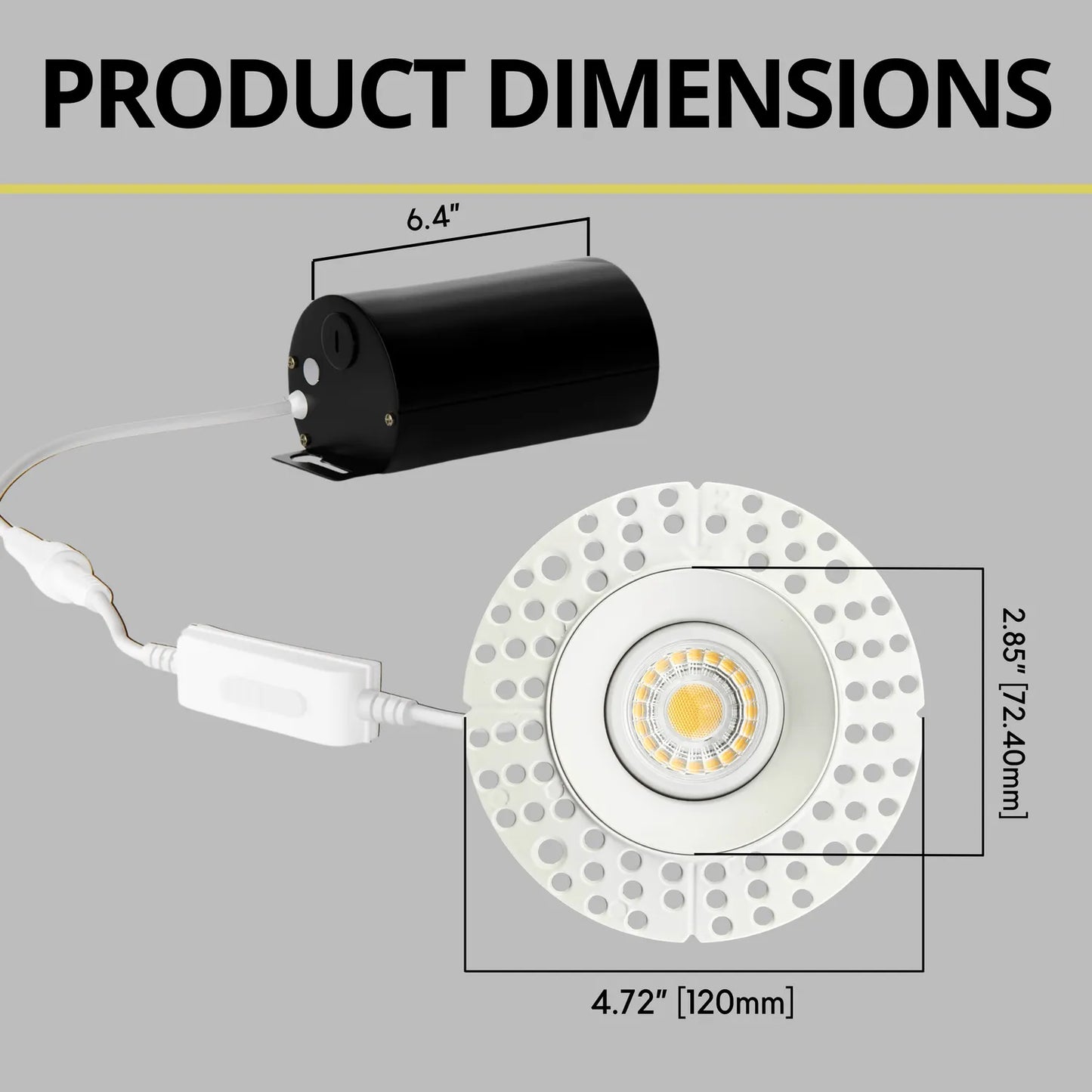 P-7340 2 Inch Trimless Round White 8W, 800 Lumens, 5CCT Gimbal Light
