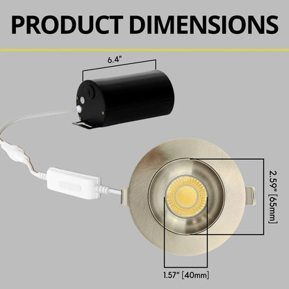 P-7188 3 Inch Round Brushed Nickel HO 24W, 2100 Lumens, Non-IC, 5CCT Gimbal Light