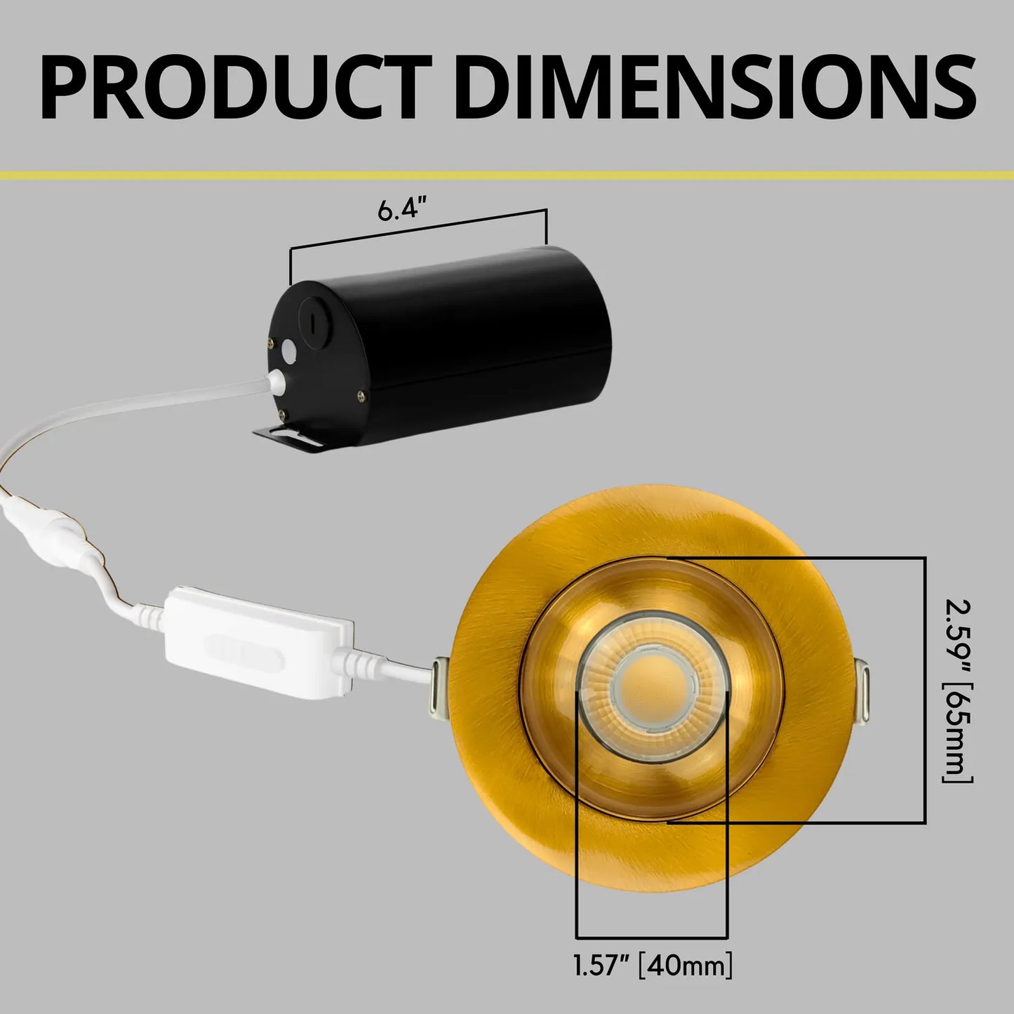 P-7189 3 Inch Round Brushed Brass HO 24W, 2100 Lumens, Non-IC, 5CCT Gimbal Light