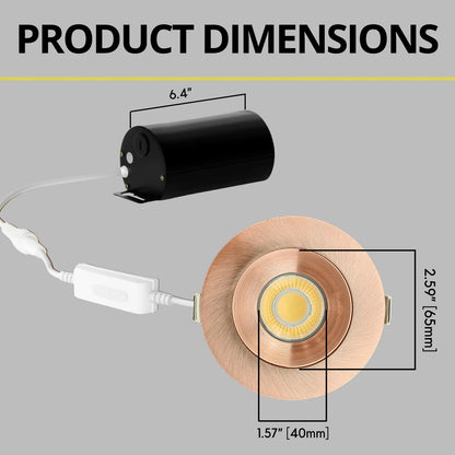 P-7190 3 Inch Round Brushed Copper HO 24W, 2100 Lumens, Non-IC, 5CCT Gimbal Light