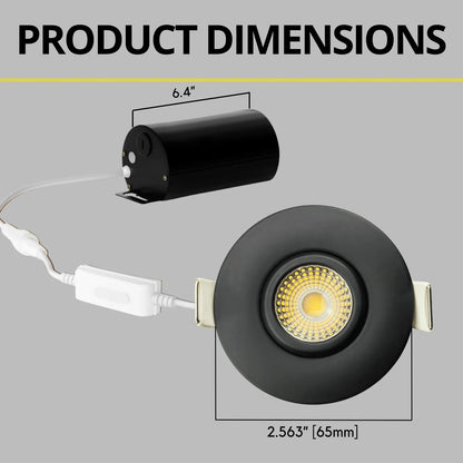 P-7342 2 Inch Round Black HO, 8-14W, 700-1100 Lumens, 5CCT Gimbal Light