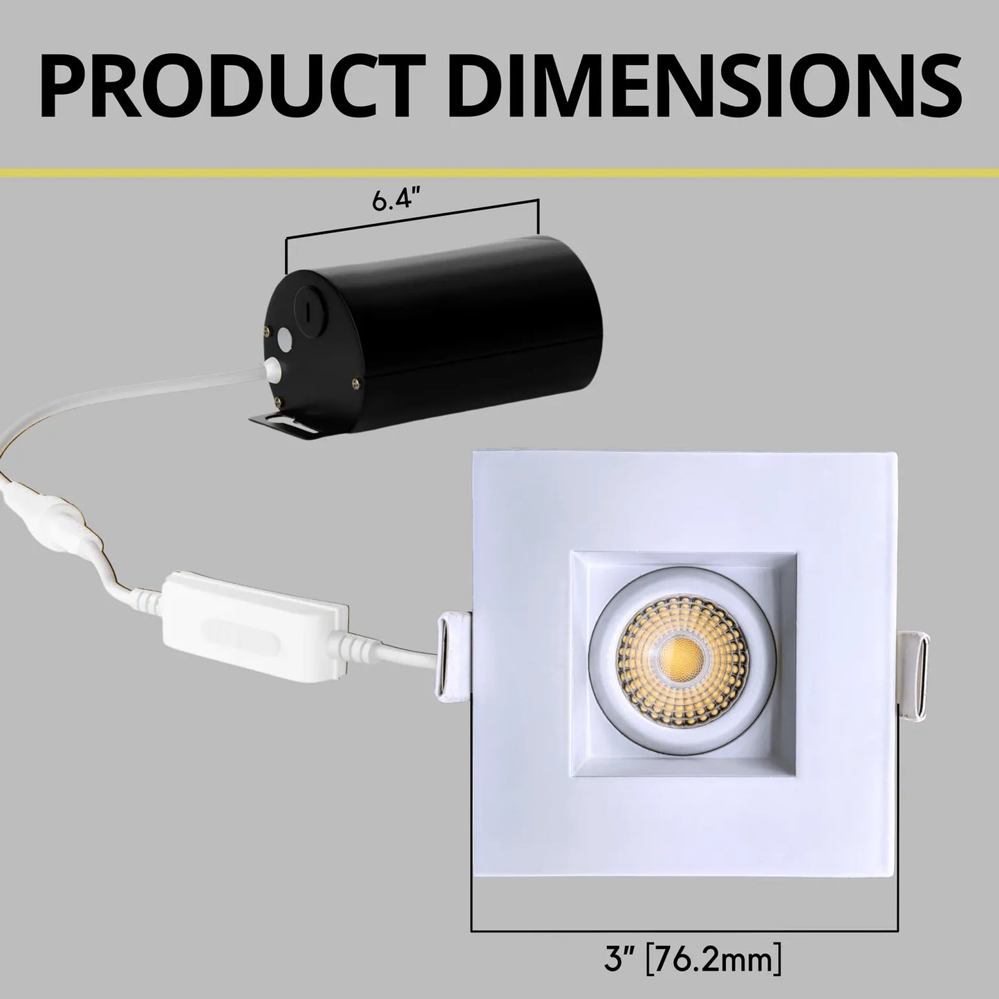 P-7344 2 Inch Square White HO, 8-14W, 700-1100 Lumens, 5CCT Regress Gimbal Light
