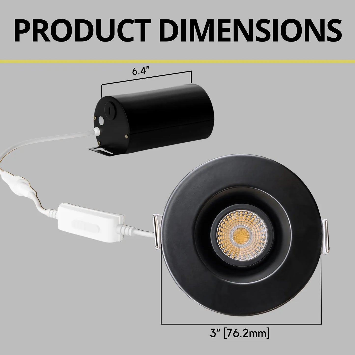 P-7345 2 Inch Round Black HO, 8-14W, 700-1100 Lumens, 5CCT Regress Gimbal Light