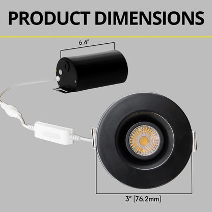 P-7345 2 Inch Round Black HO, 8-14W, 700-1100 Lumens, 5CCT Regress Gimbal Light