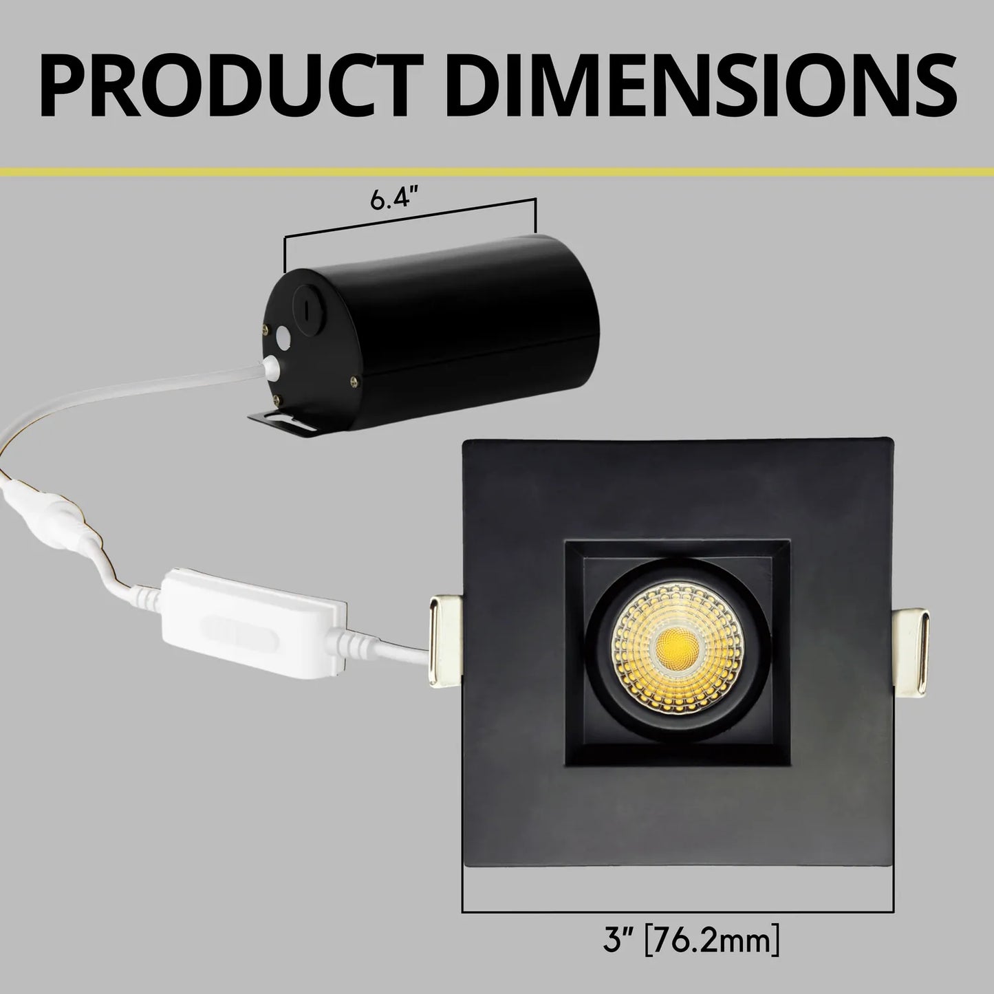P-7346 2 Inch Square Black HO, 8-14W, 700-1100 Lumens, 5CCT Regress Gimbal Light