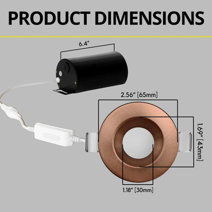 P-7200 2 Inch Round Brushed Copper 8W, 500 Lumens, 5CCT Slim Light