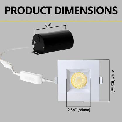 P-7158 3.5 Inch Square White HO 18-30W, 1700-2700 Lumens 5CCT Recessed Light