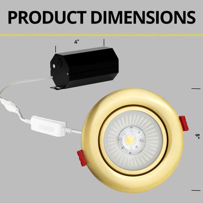 P-5867 4 Inch Round Brushed Brass 14W 1200 Lumens 5CCT Gimbal Light
