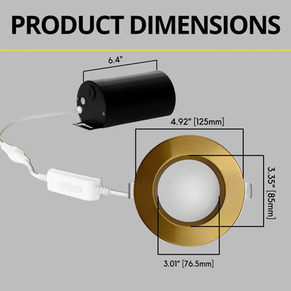 P-7209 4 Inch Round Brushed Brass 15W, 1400 Lumens, 5CCT Slim Light
