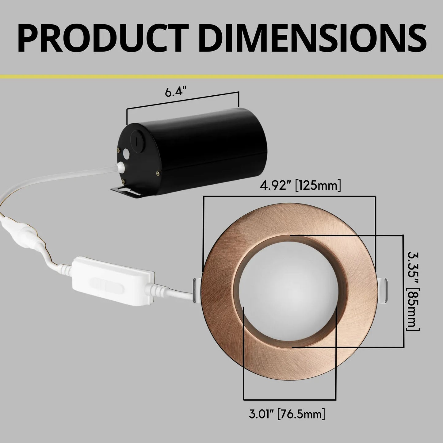 P-7210 4 Inch Round Brushed Copper 15W, 1400 Lumens, 5CCT Slim Light