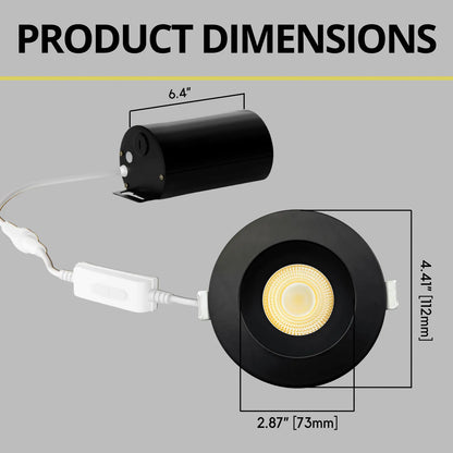 P-7159 3.5 Inch Round Black HO 18-30W, 1700-2700 Lumens 5CCT Recessed Light