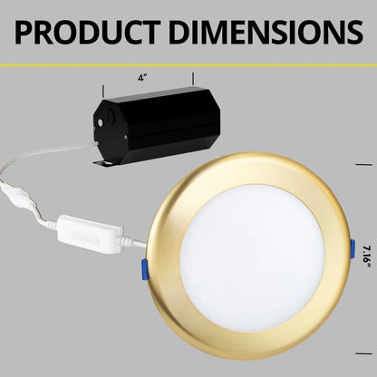 P-5889 6 Inch Round Brushed Brass 20W 1700 Lumens 5CCT Slim Ultra-Thin Light
