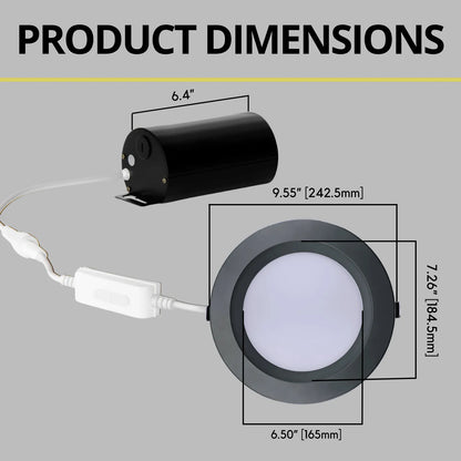 P-7221 8 Inch Round Black 50/80W, 5000/8000 Lumens, 5CCT Slim Light