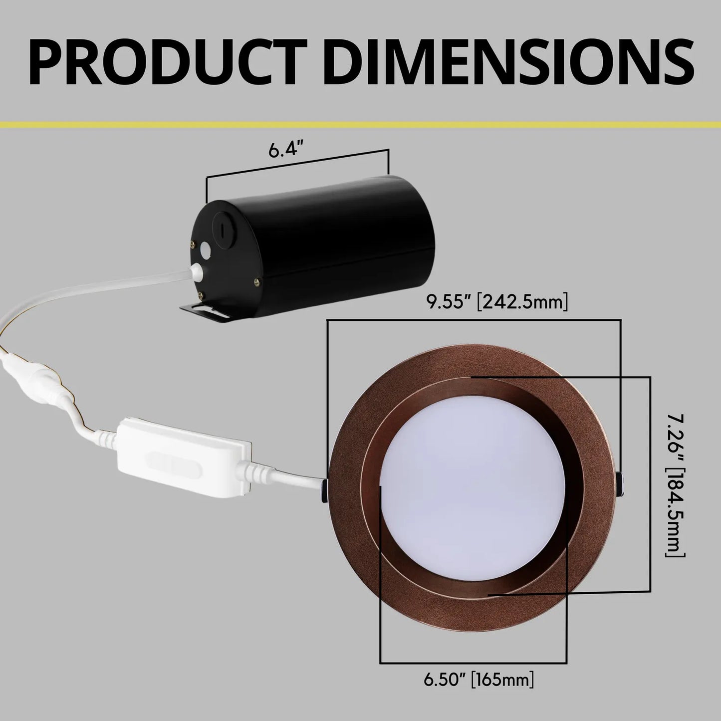 P-7222 8 Inch Round Bronze 50/80W, 5000/8000 Lumens, 5CCT Slim Light
