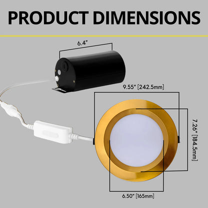 P-7224 8 Inch Round Brushed Brass 50/80W, 5000/8000 Lumens, 5CCT Slim Light