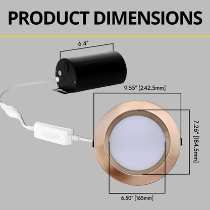 P-7225 8 Inch Round Brushed Copper 50/80W, 5000/8000 Lumens, 5CCT Slim Light