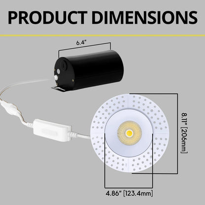 P-7229 5 Inch Trimless Round White 23-50W, 2200-5000 Lumens, 5CCT Recessed Light