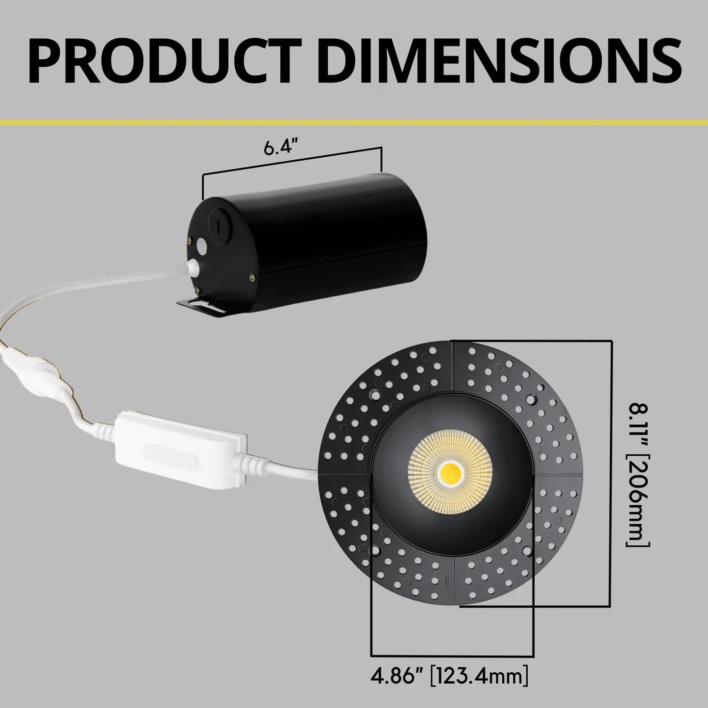 P-7230 5 Inch Trimless Round Black 23-50W, 2200-5000 Lumens, 5CCT Recessed Light