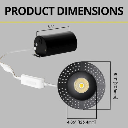 P-7230 5 Inch Trimless Round Black 23-50W, 2200-5000 Lumens, 5CCT Recessed Light