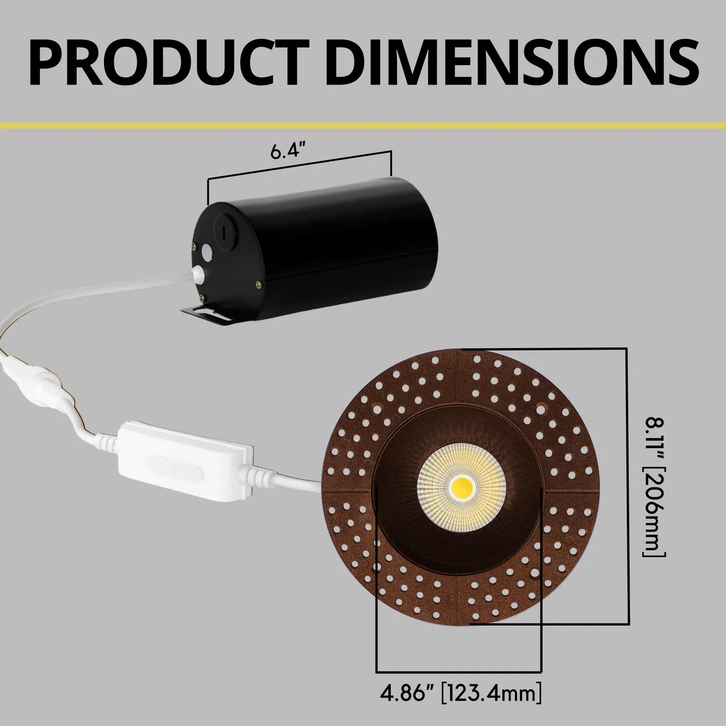P-7231 5 Inch Trimless Round Bronze 23-50W, 2200-5000 Lumens, 5CCT Recessed Light