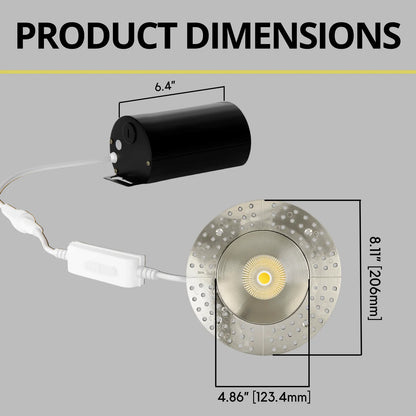 P-7232 5 Inch Trimless Round Brushed Nickel 23-50W, 2200-5000 Lumens, 5CCT Recessed Light