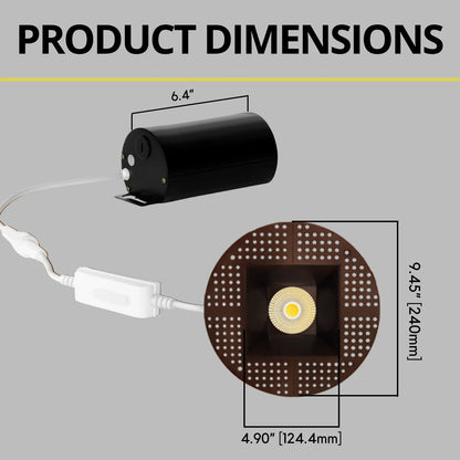 P-7237 5 Inch Trimless Square Bronze 23-50W, 2200-5000 Lumens, 5CCT Recessed Light