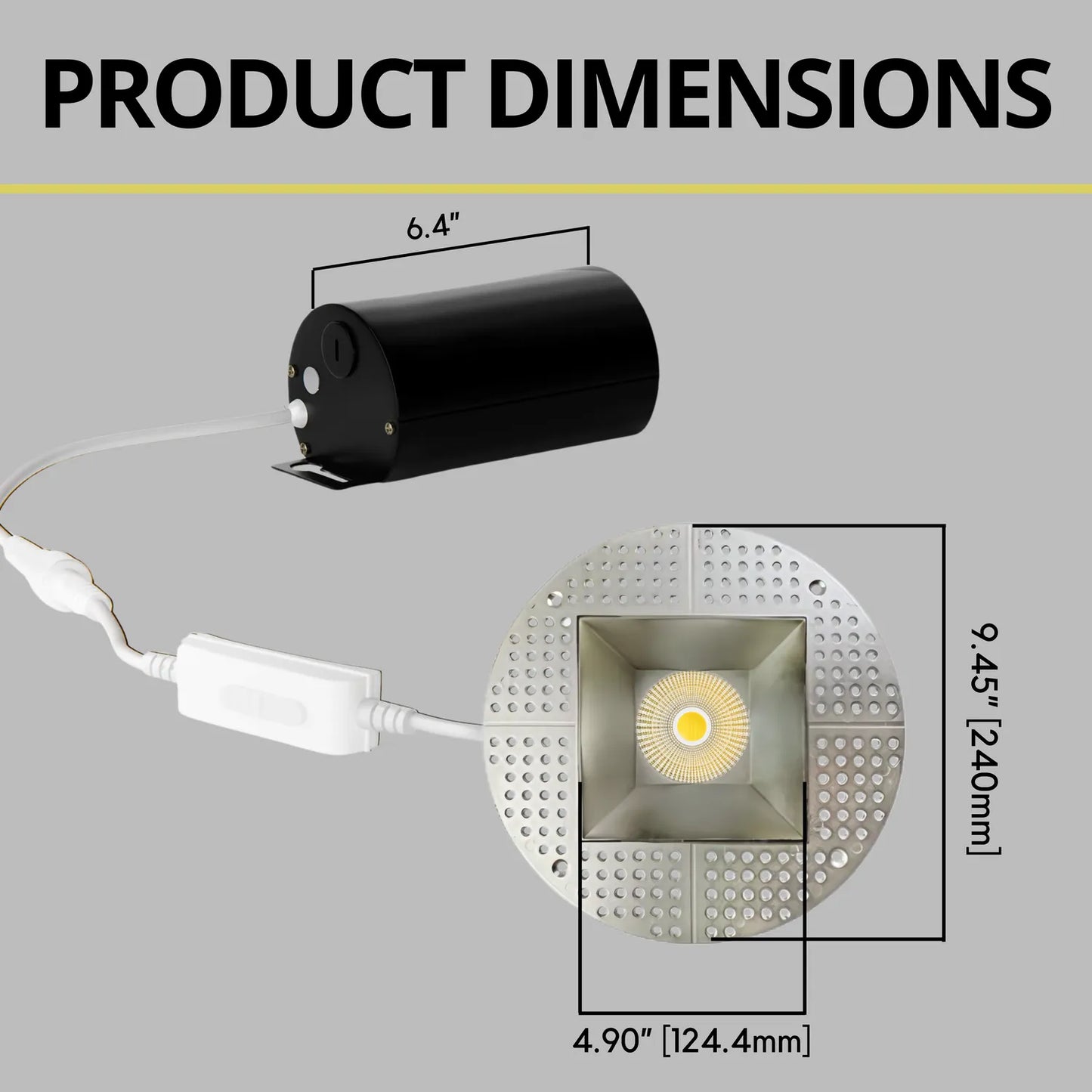 P-7238 5 Inch Trimless Square Brushed Nickel 23-50W, 2200-5000 Lumens, 5CCT Recessed Light