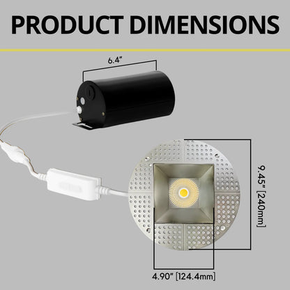 P-7238 5 Inch Trimless Square Brushed Nickel 23-50W, 2200-5000 Lumens, 5CCT Recessed Light