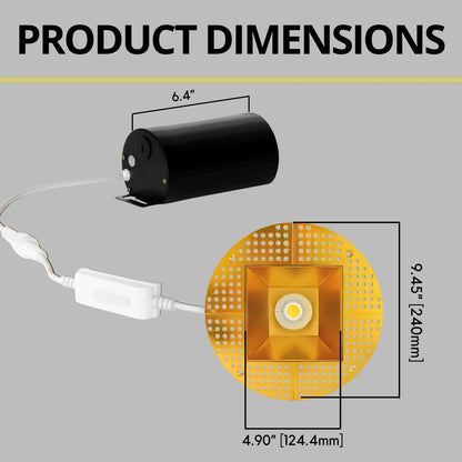P-7239 5 Inch Trimless Square Brushed Brass 23-50W, 2200-5000 Lumens, 5CCT Recessed Light