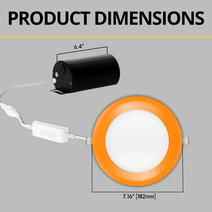 P-7315 6 Inch Round Orange Finish, 20W, 1800 Lumens, 5CCT Slim Light