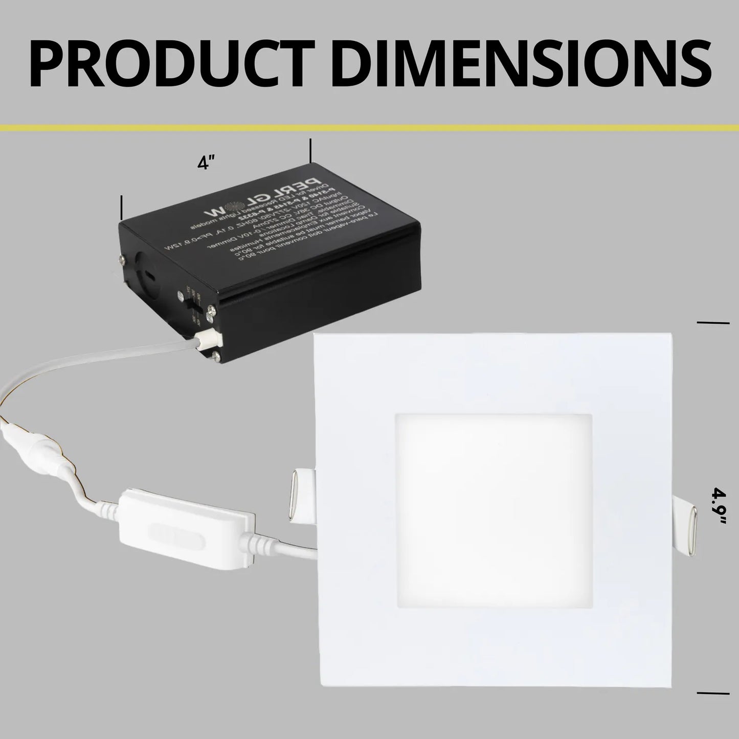 P-5145 4 Inch Square White 12W 1000 Lumens 5CCT Slim Ultra-Thin light