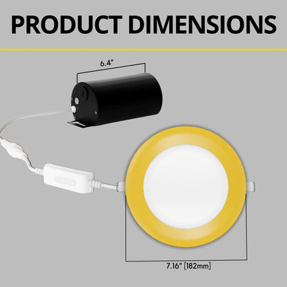 P-7316 6 Inch Round Yellow Finish, 20W, 1800 Lumens, 5CCT Slim Light